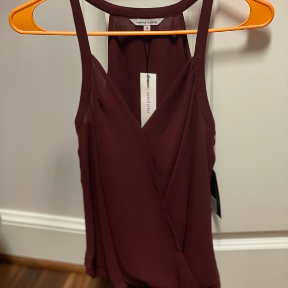 Naked Zebra Maroon Criss-Cross Tank Top S NWT - Picture 1 of 3